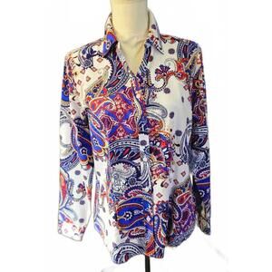CHICO'S Paisley Fitted Button Down Shirt Size 1